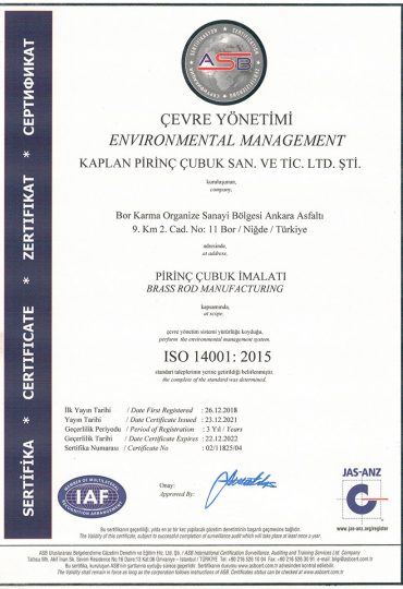 ISO 14001 Kalite Belgesi